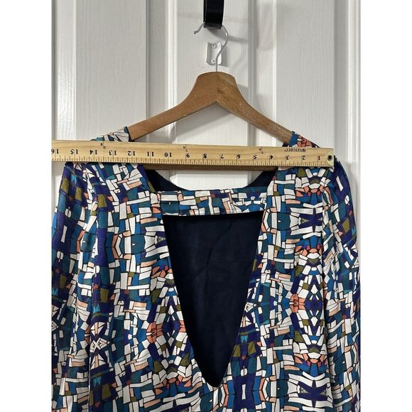 STONE COLD FOX Mini Dress Silk Cut Out Back Long Sleeve Size Approx XS Blue - Picture 7 of 7